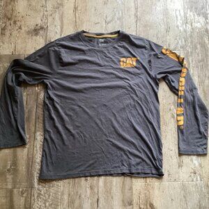 CAT Caterpillar Long Sleeve Tee Work Tshirt Gray Cotton Pullover Men’s XL